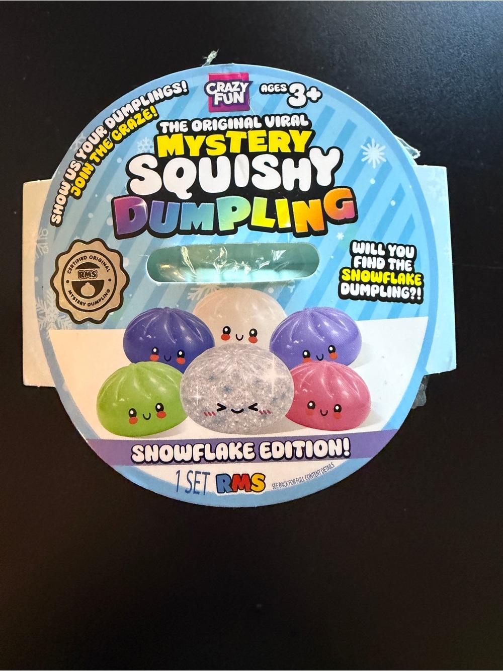New & Sealed Mystery Squishy Dumpling RMS Snowflake Edition 3+ Squeeze Crazy Fun